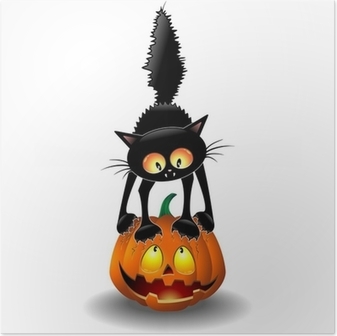 poster-spaventato-halloween-cat-cartoon-grattandosi-una-zucca.jpg